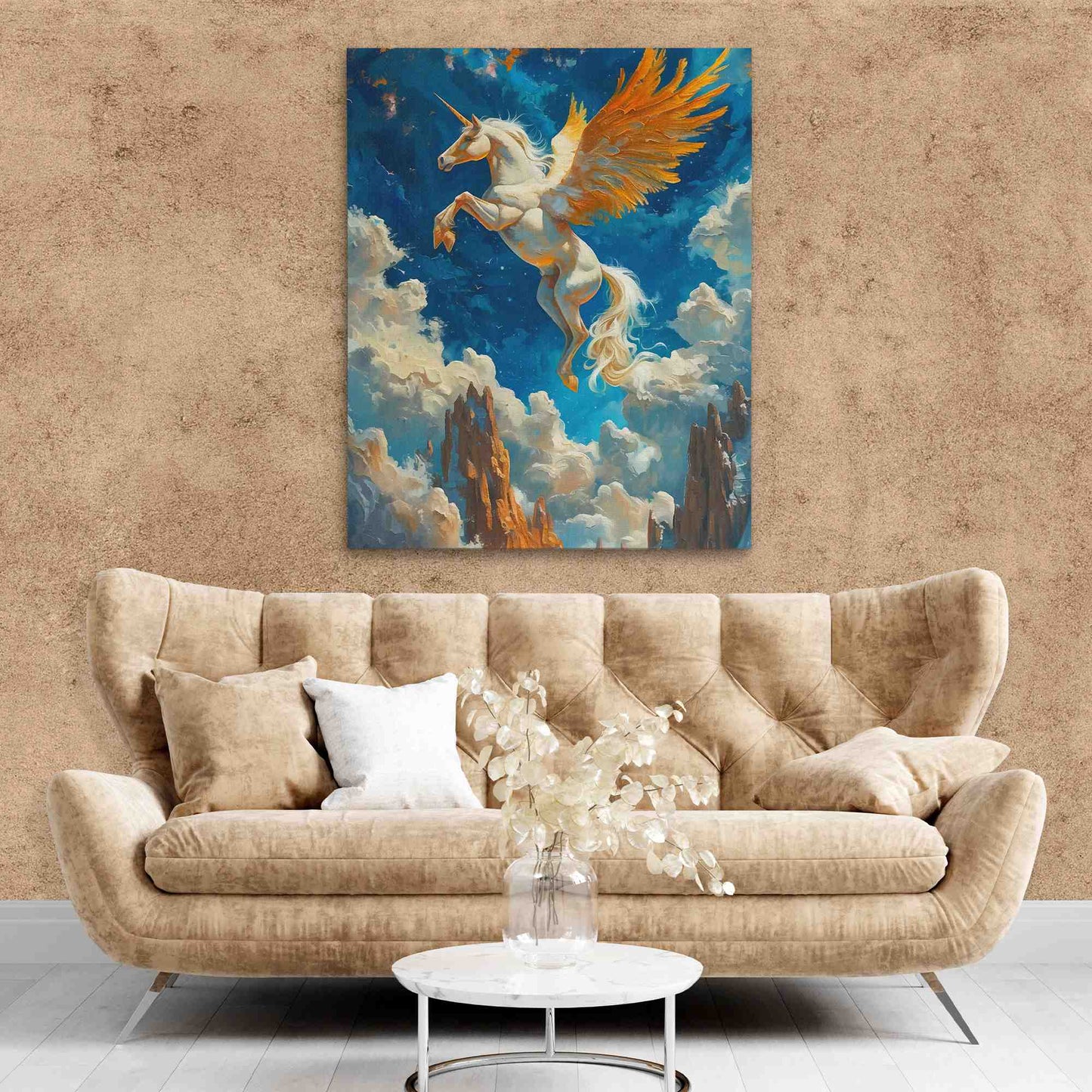 Flying Unicorn - Blue Wall Art