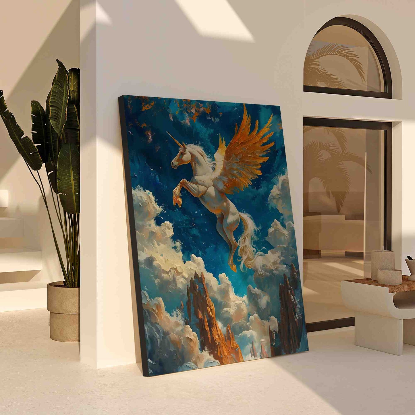 Flying Unicorn - Animals Wall Art in Black Frame