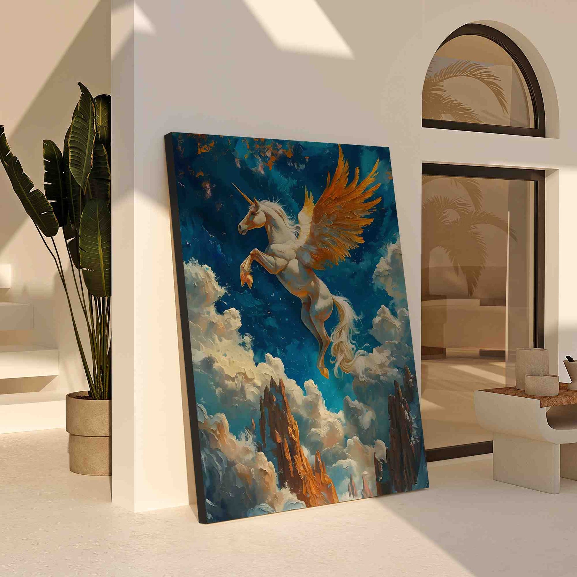 Flying Unicorn - Animals Wall Art in Black Frame