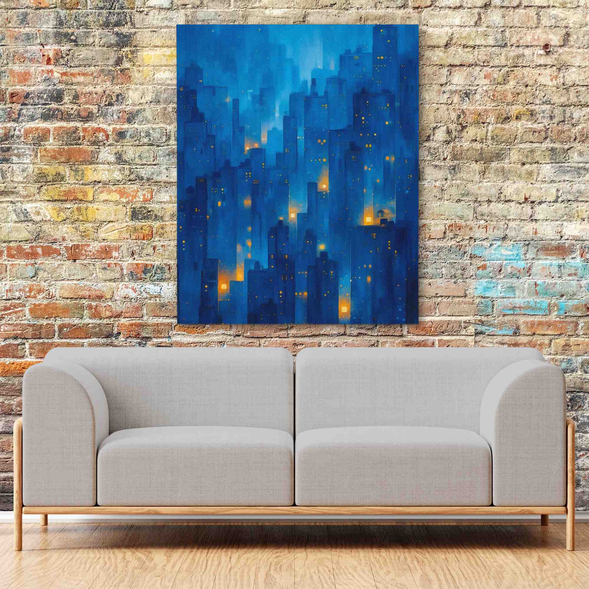Foggy City - Blue Wall Art