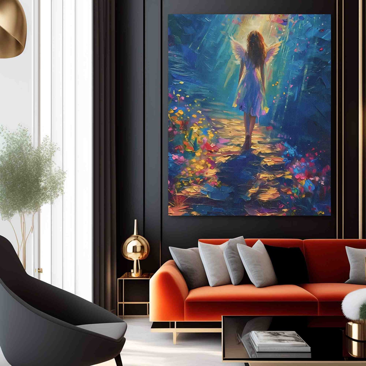 Following an Angel - Blue Wall Art