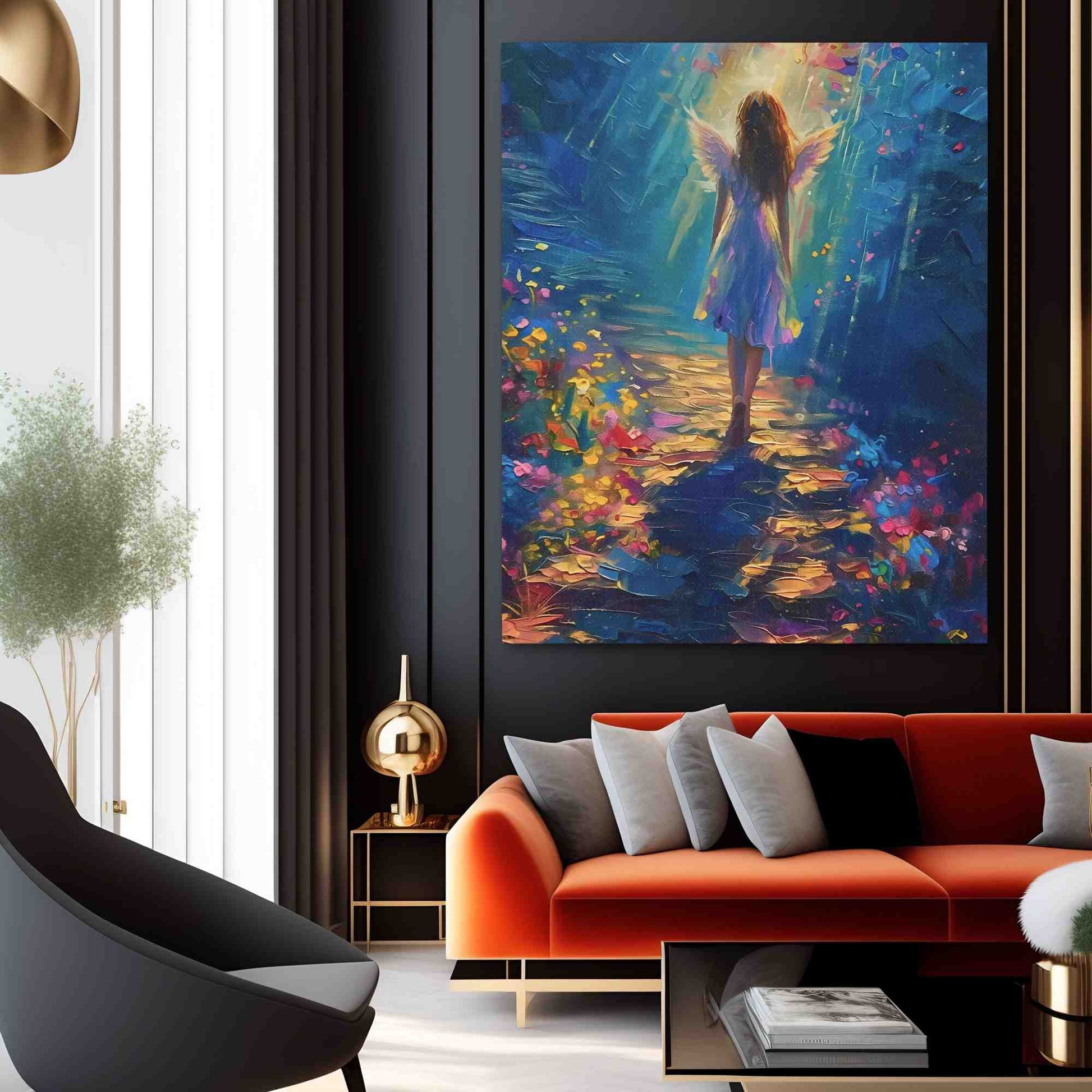 Following an Angel - Blue Wall Art