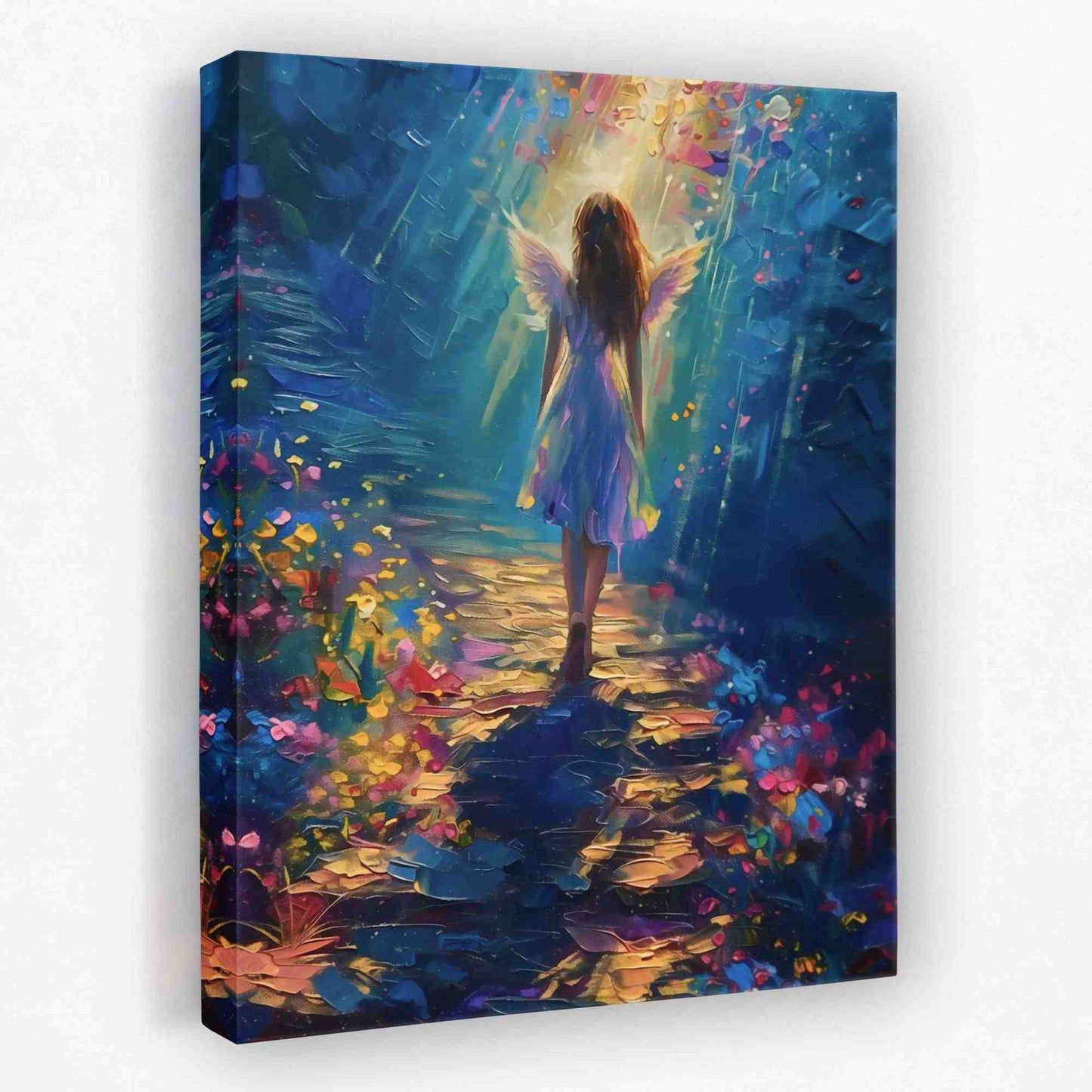 Following an Angel - Navy Blue Canvas Wall Art
