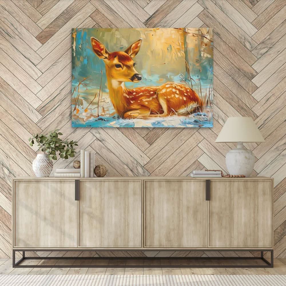 Forest Fawn - Beige Wall Art