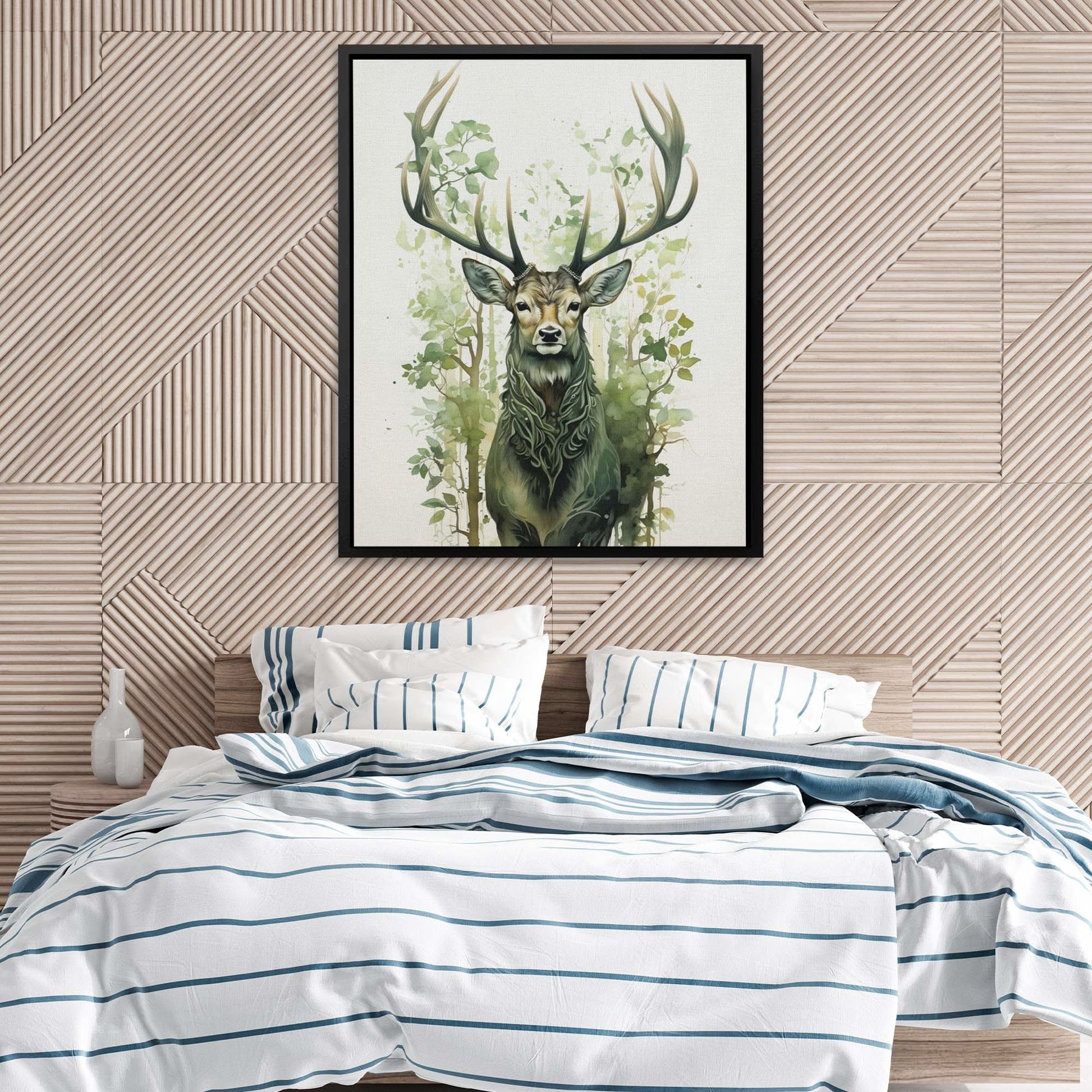 Forest Green Deer - Deer Canvas Wall Art