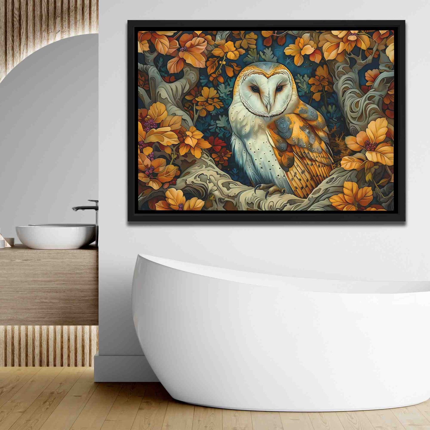 Forest Owl - Wall Art in Black Frame