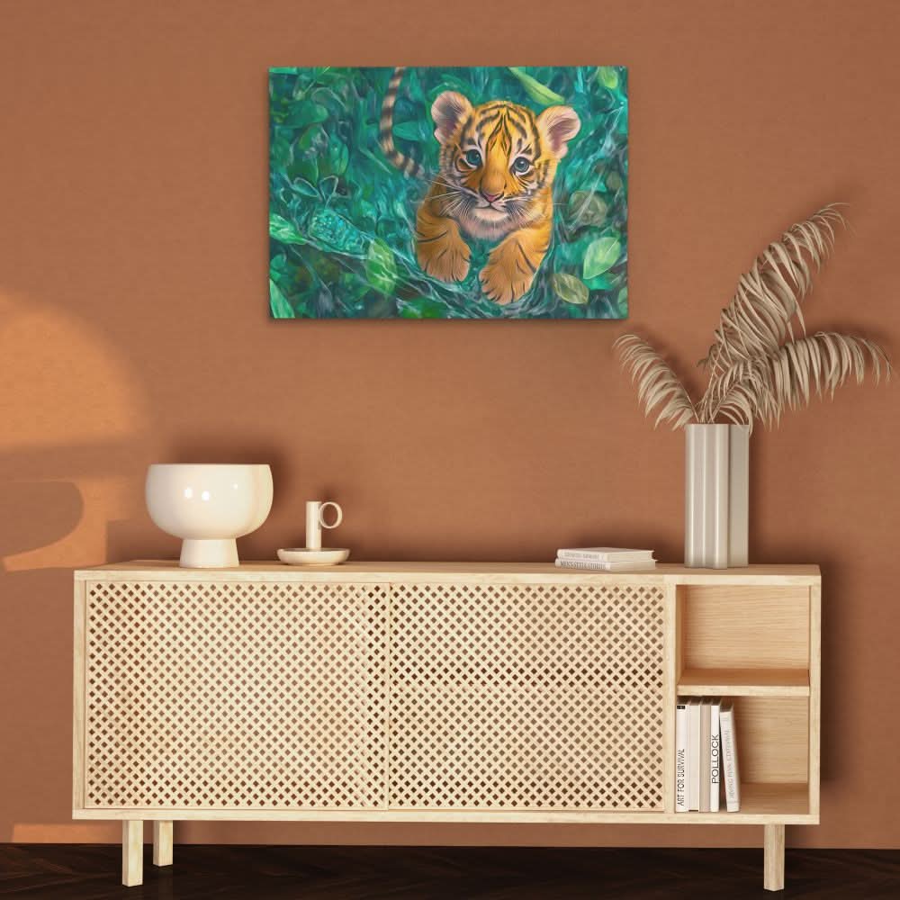 Forest Paws - Baby Animal Wall Art in Black Frame