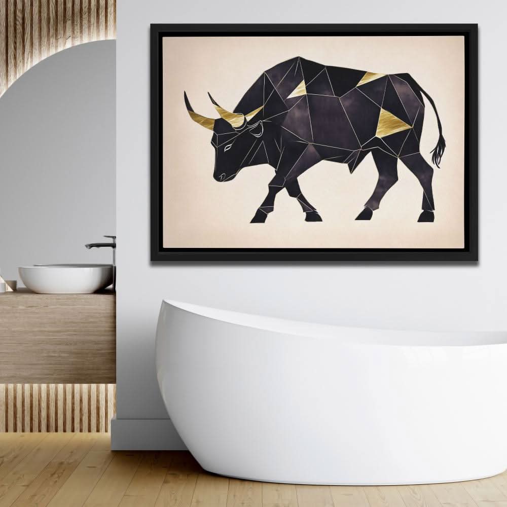 Forged in Gold - Bull Art for Home Office