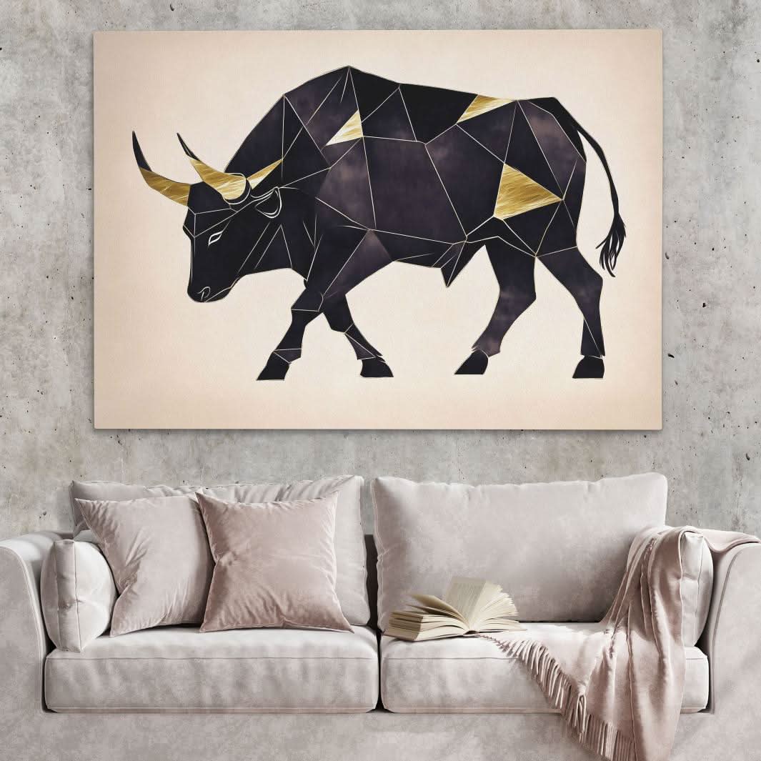 Forged in Gold - Modern Wall Art in Black Frame