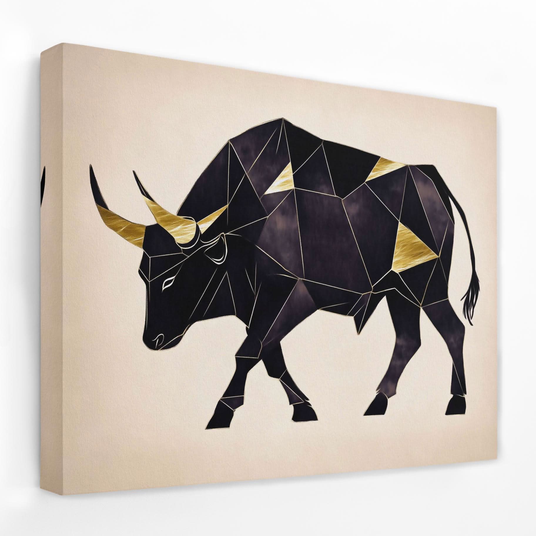 Forged in Gold - Bull Canvas Wall Art