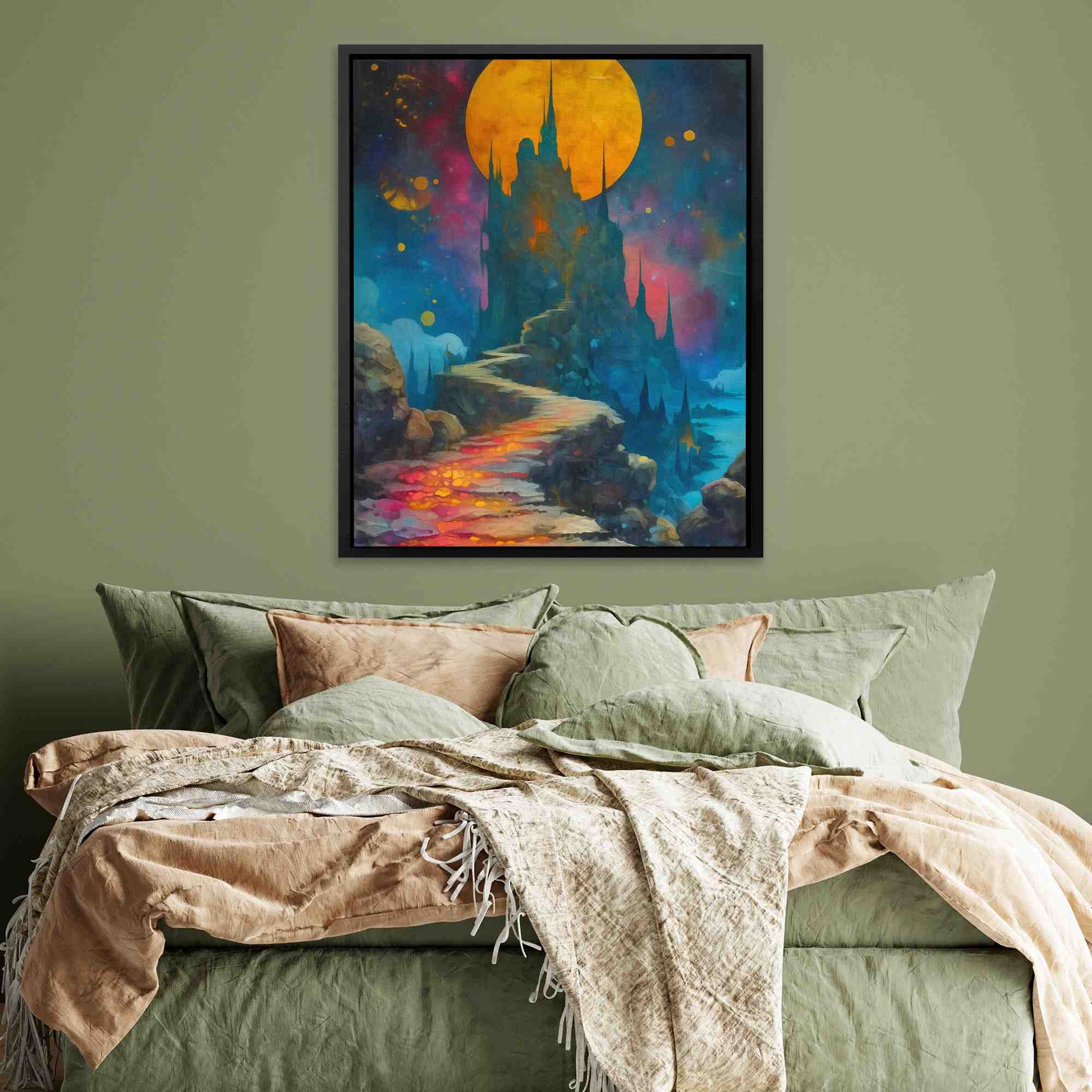 Forgotten Realm - Moon Wall Art in Black Frame