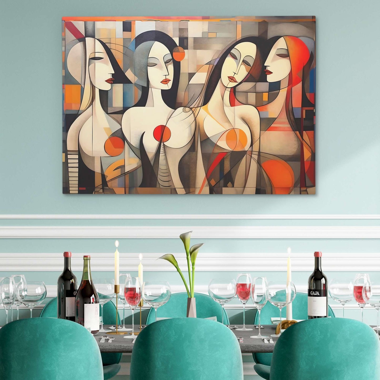 Four Shades of Grace - Geometric White Canvas Wall Art