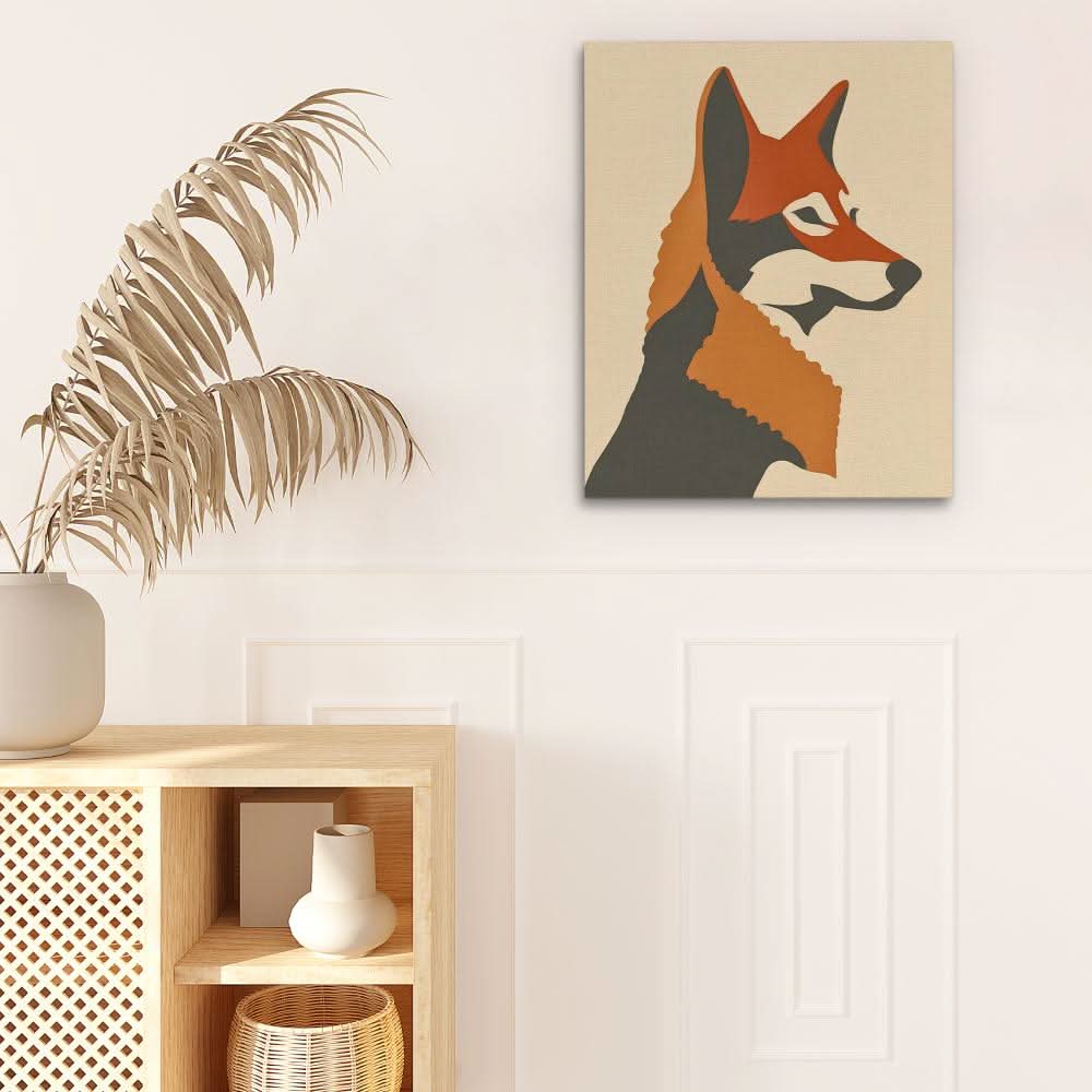 Fox Illustration - Fox Wall Art in Black Frame