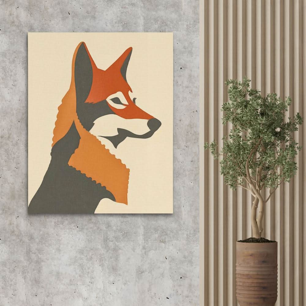 Fox Illustration - Beige Fox Canvas Print