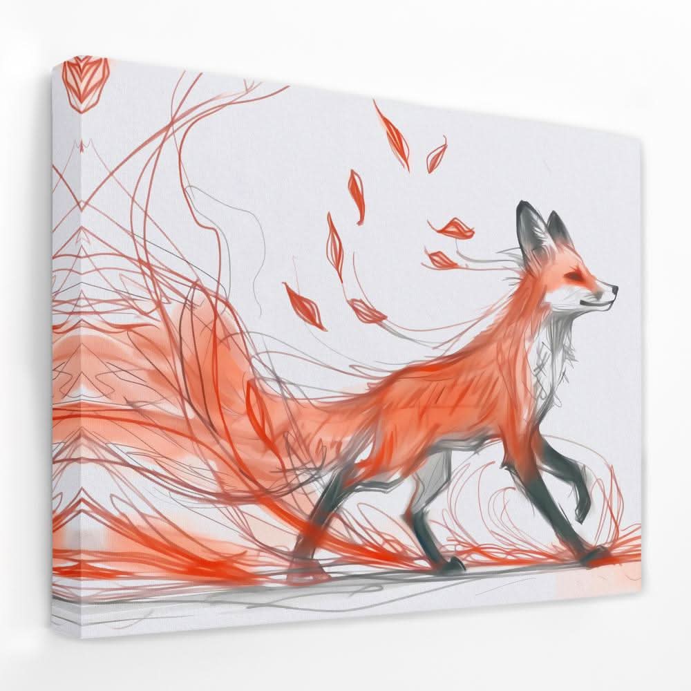 Fox in the Fall - Animals Canvas Wall Art