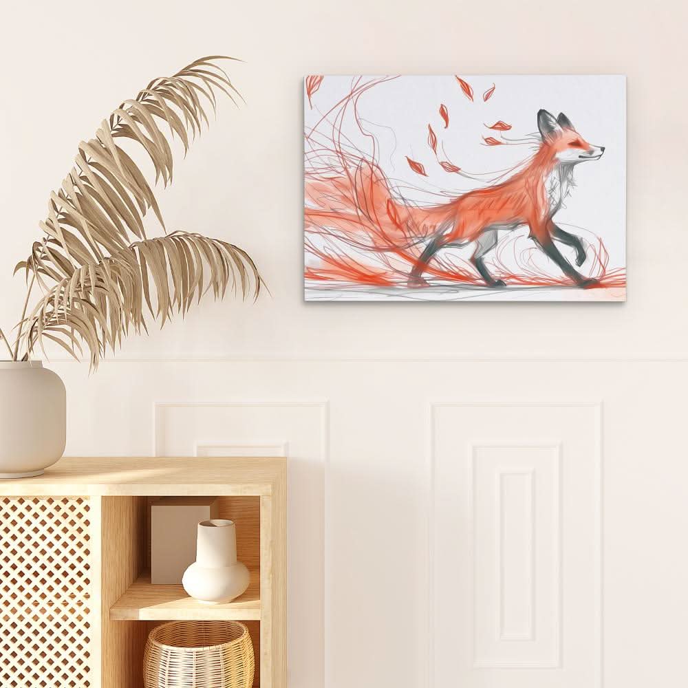 Fox in the Fall - Animals Art for Living Room