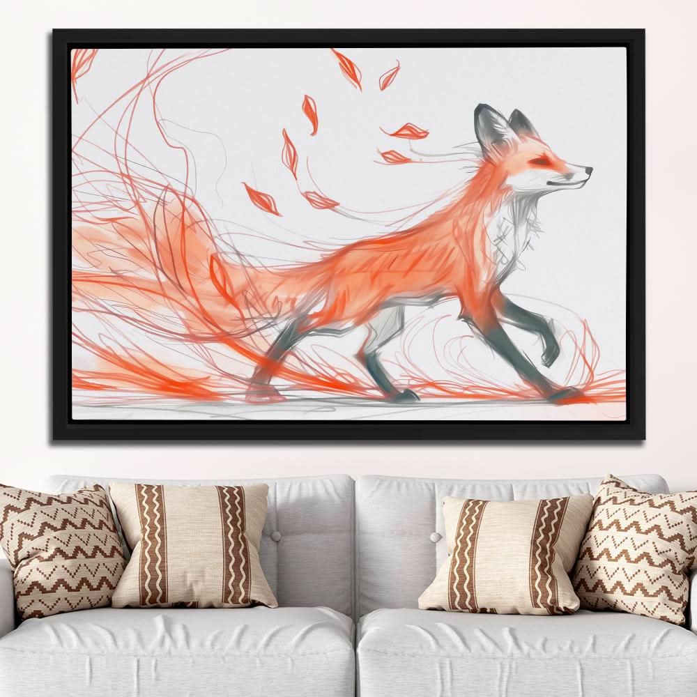 Fox in the Fall - Modern Earth Tones Canvas Wall Art
