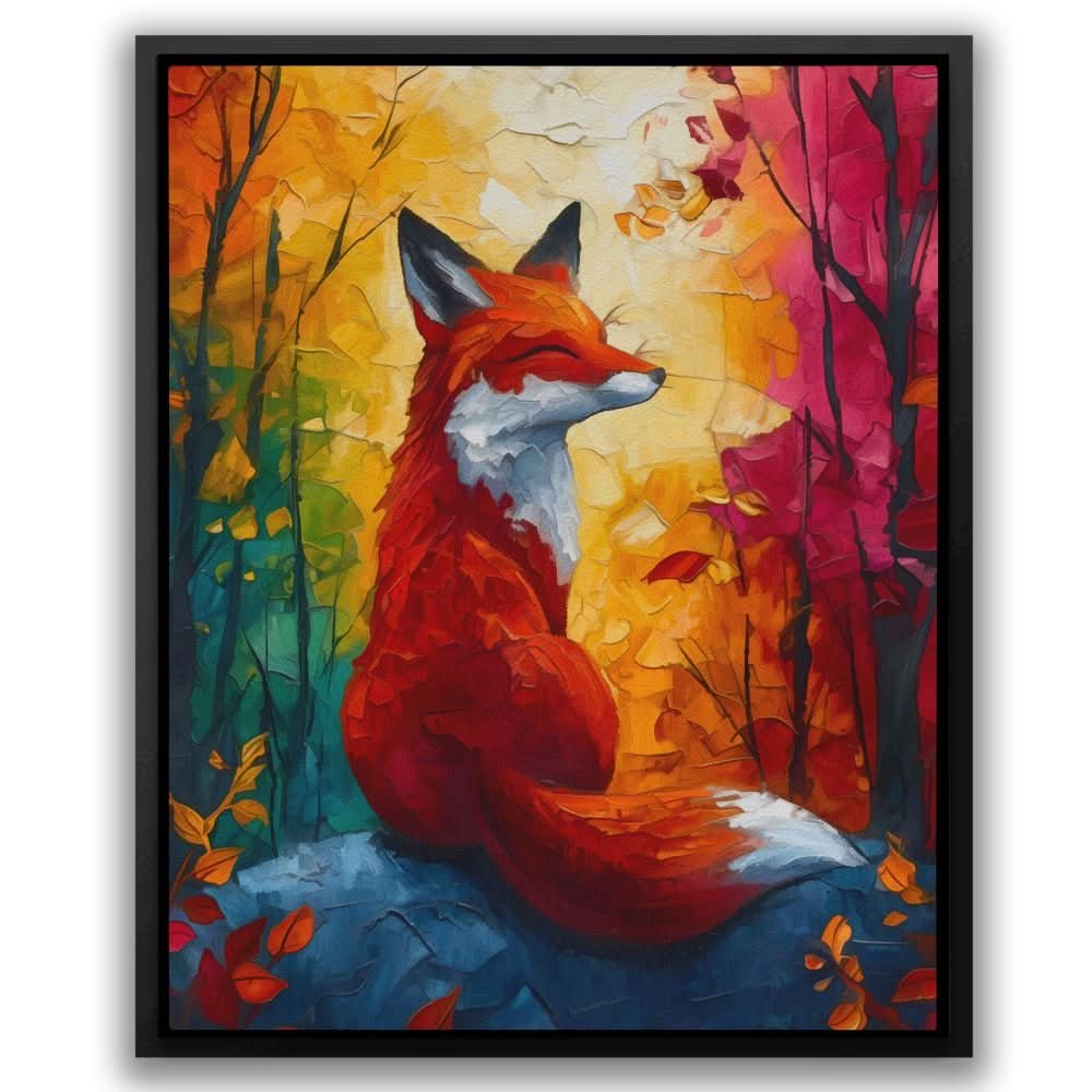 Fox in the Forest - Contemporary Colorful Canvas Wall Art