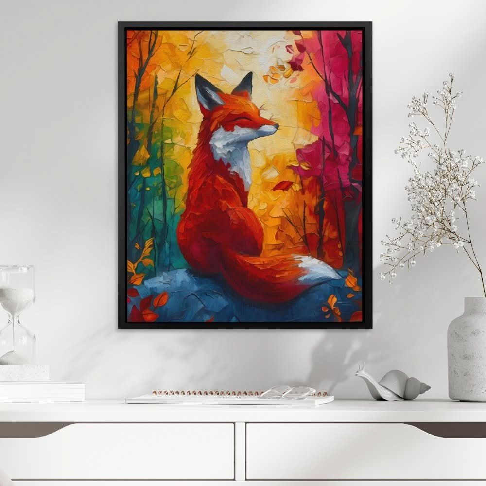 Fox in the Forest - Colorful Nature Canvas Print