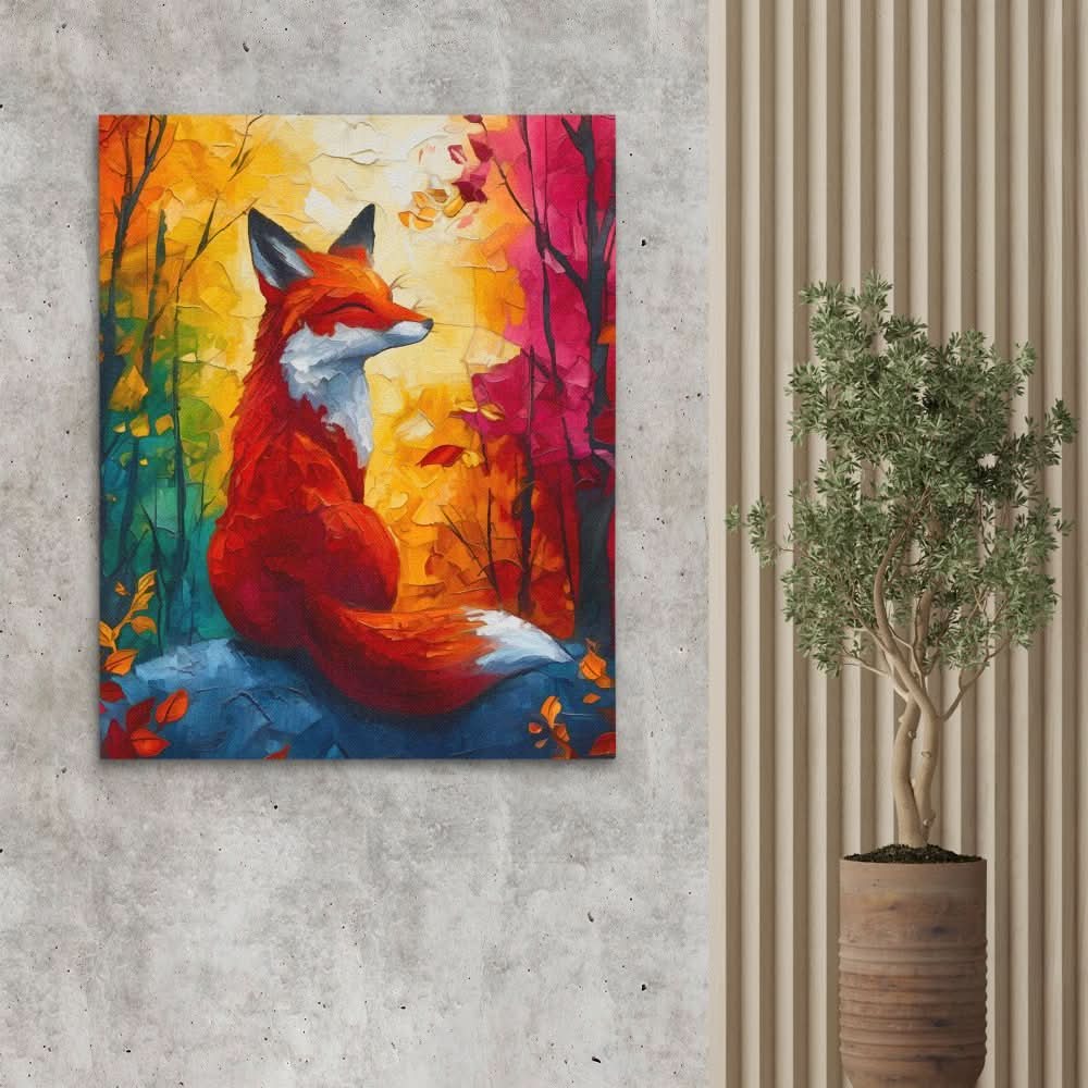 Fox in the Forest - Colorful Wall Art for Hallway