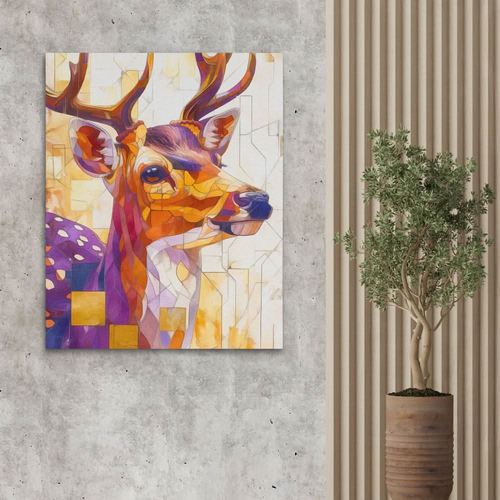 Fractal Deer - Wall Art in Black Frame