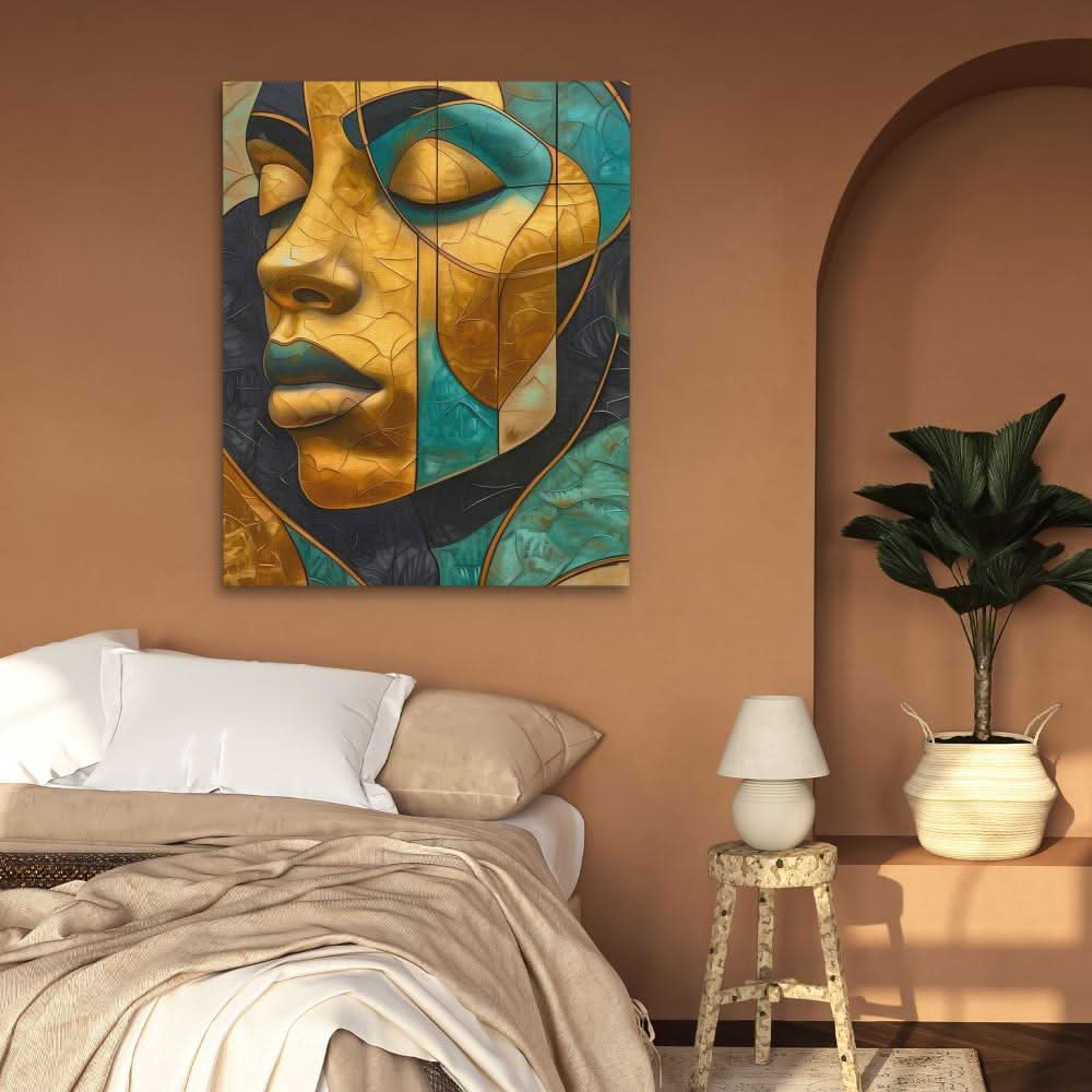 Fragmented Harmony - Gold Feminine Canvas Print