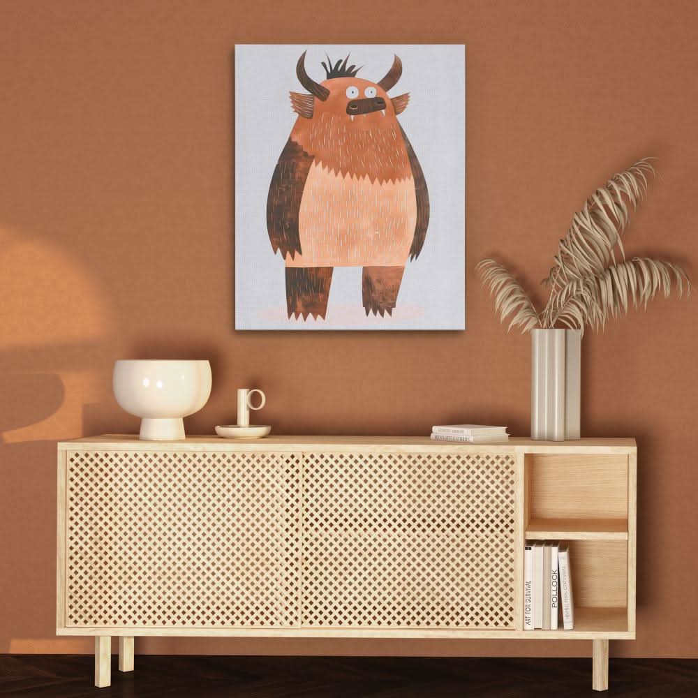 Fred the Monster - Beige Wall Art for Kids Room