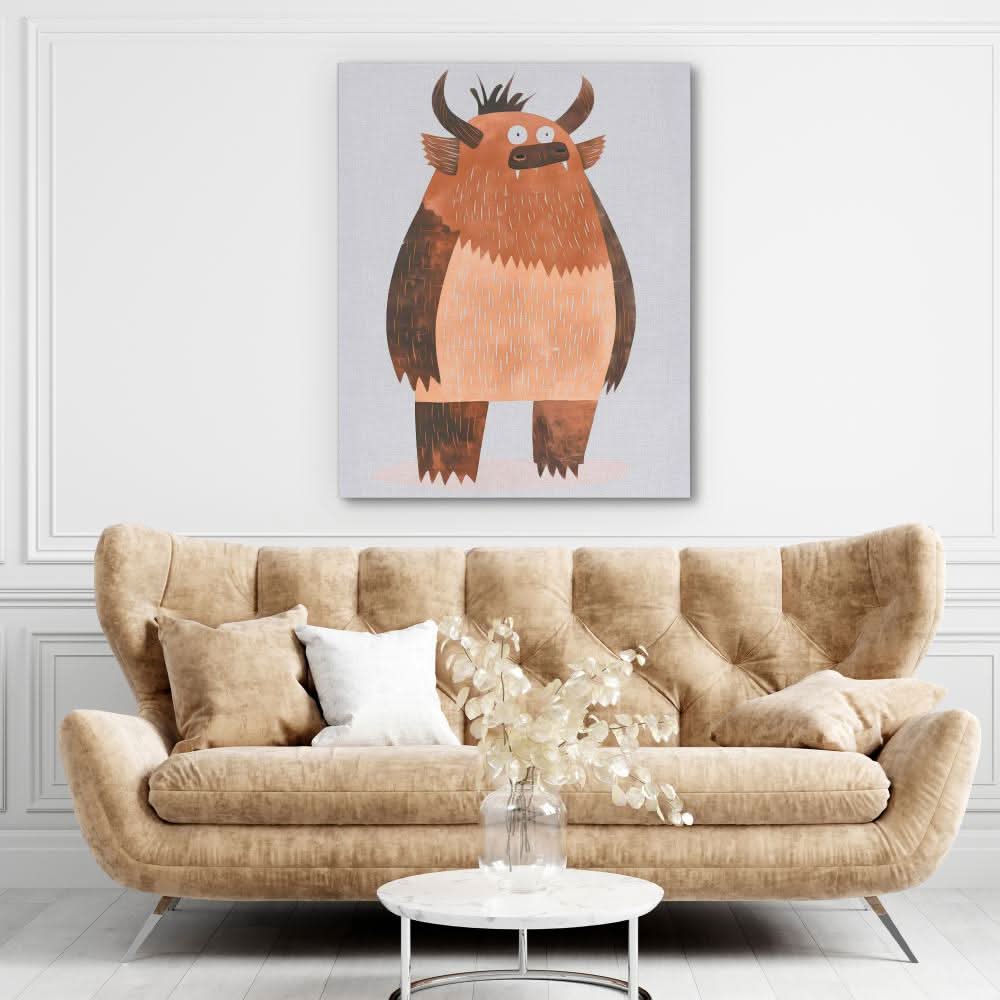 Fred the Monster - Beige Canvas Wall Art