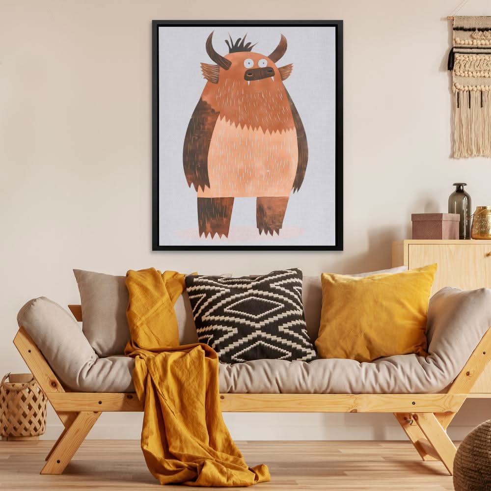 Fred the Monster - Wall Art in Black Frame