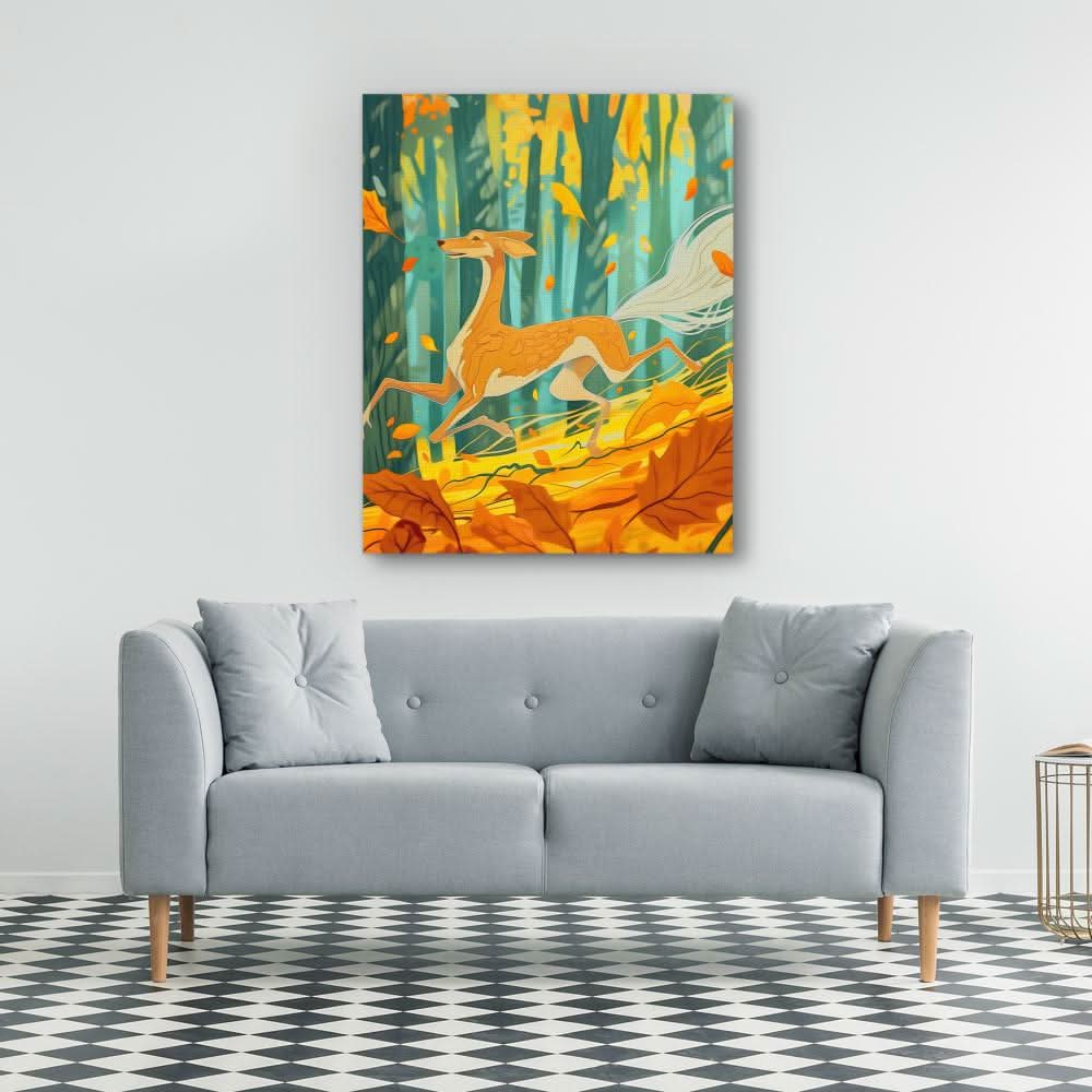 Free Running Through Fall - Brown Wall Art