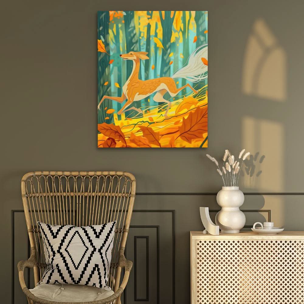 Free Running Through Fall - Fall Wall Art in Black Frame