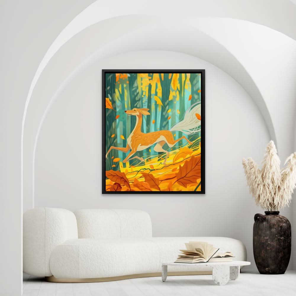 Free Running Through Fall - Surrealism Brown Canvas Wall Art