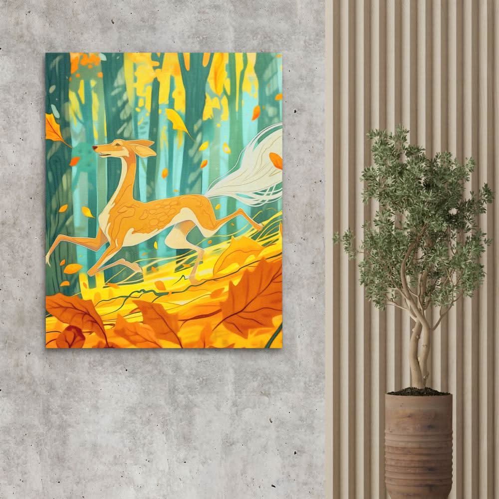 Free Running Through Fall - Brown Fall Canvas Print