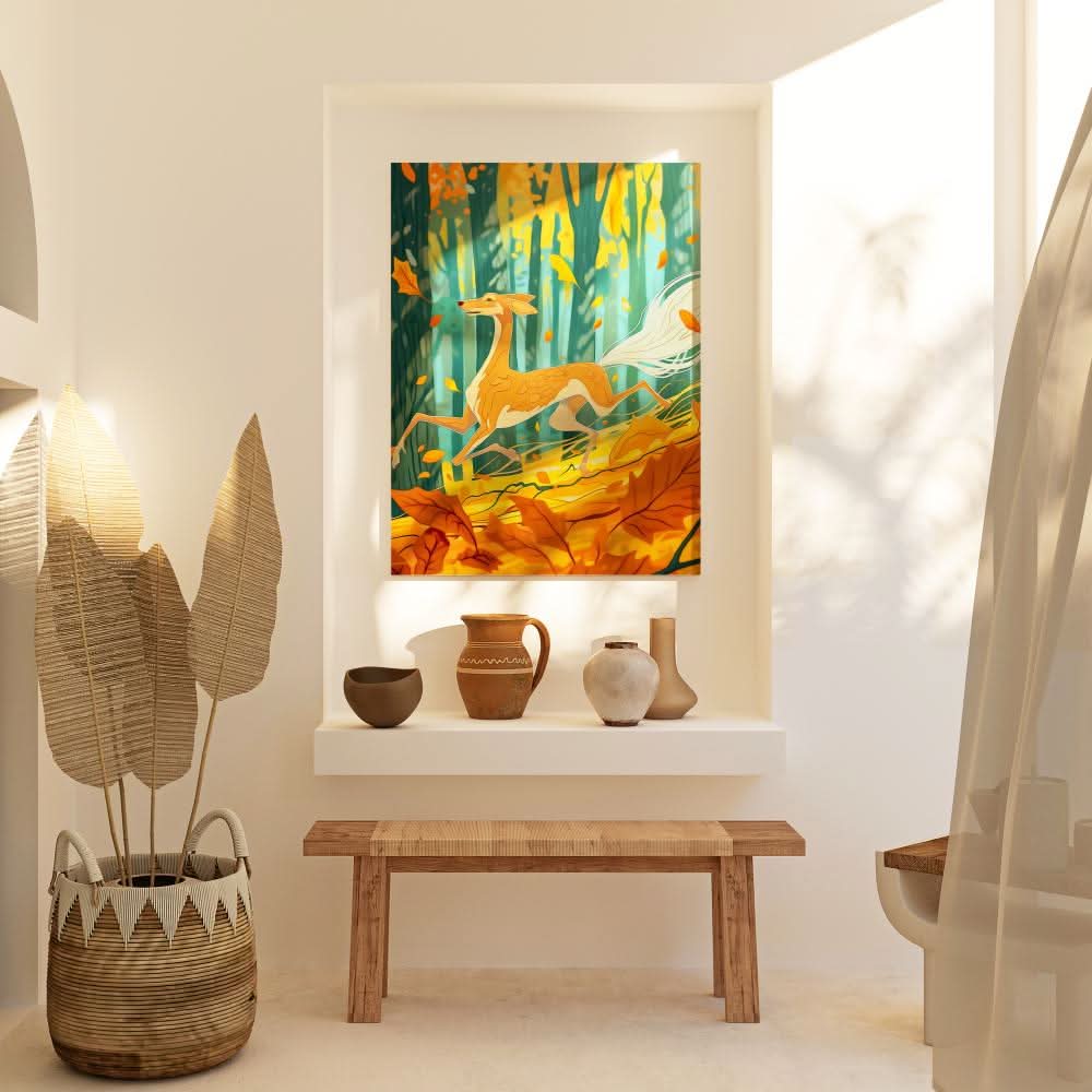 Free Running Through Fall - Surrealism Wall Art in Black Frame