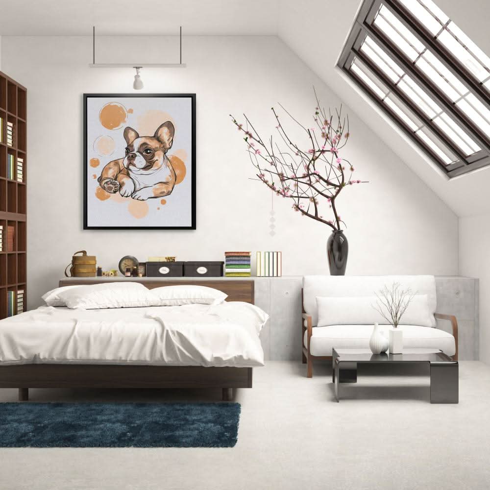 French Bulldog - Beige Wall Art for Living Room