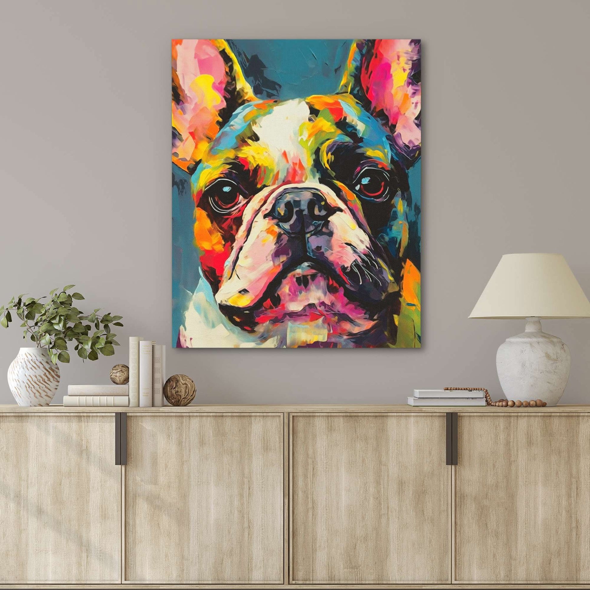 Frenchie - Dog Wall Art in Black Frame