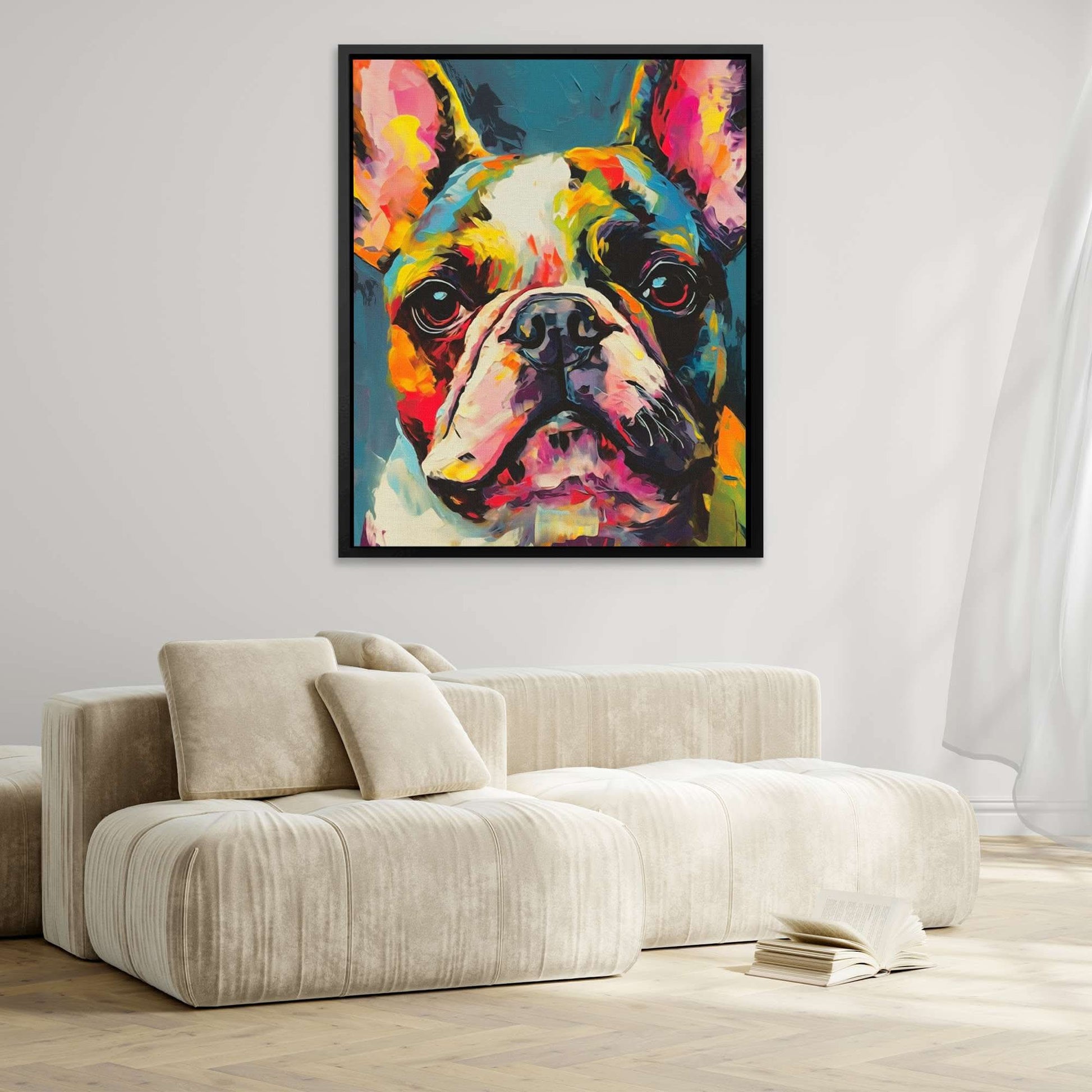 Frenchie - White Dog Canvas Print