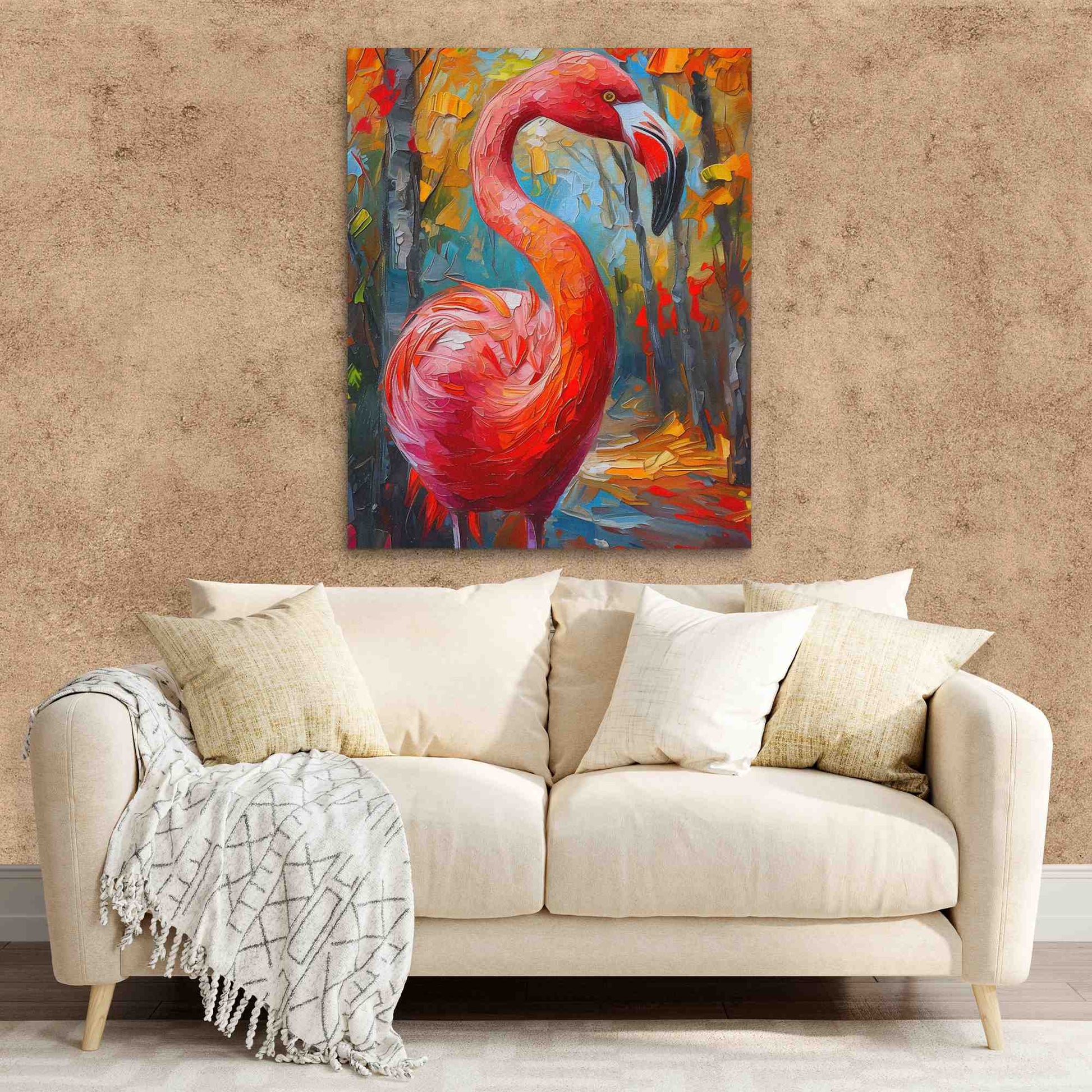 Fresh Flamingo - Wall Art in Black Frame