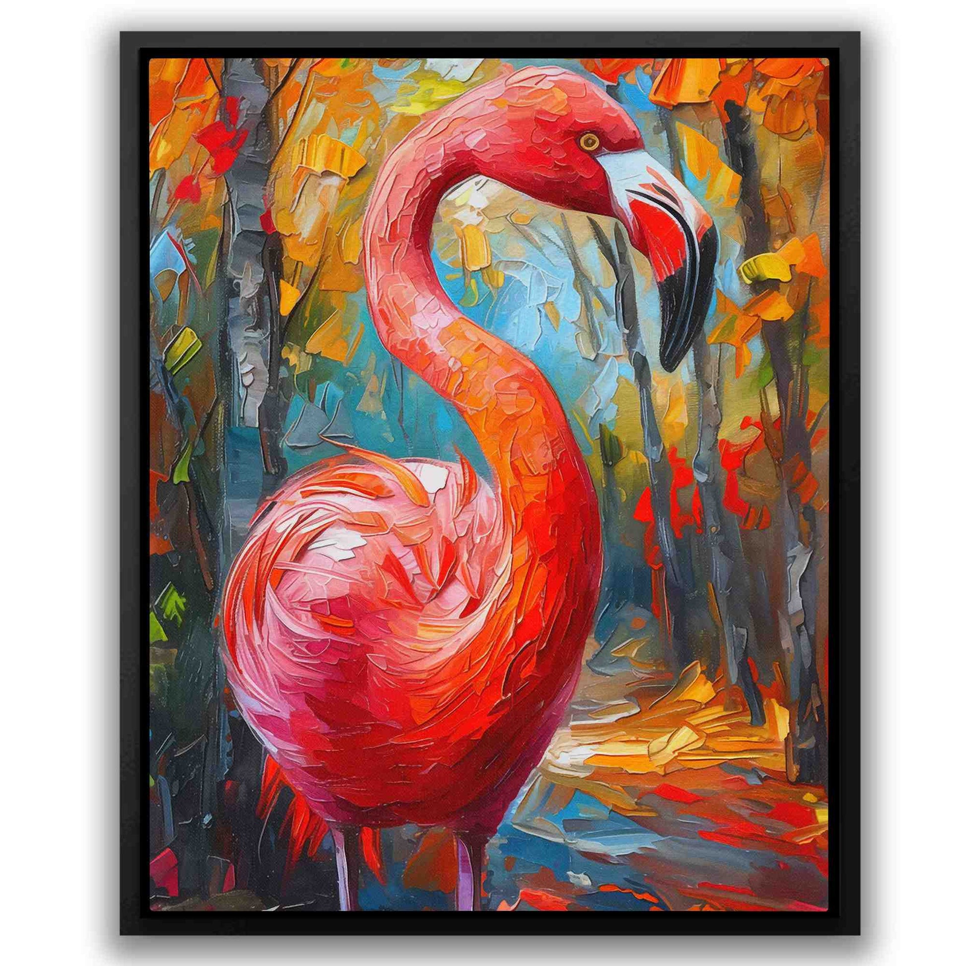 Fresh Flamingo - Gold Animals Canvas Print