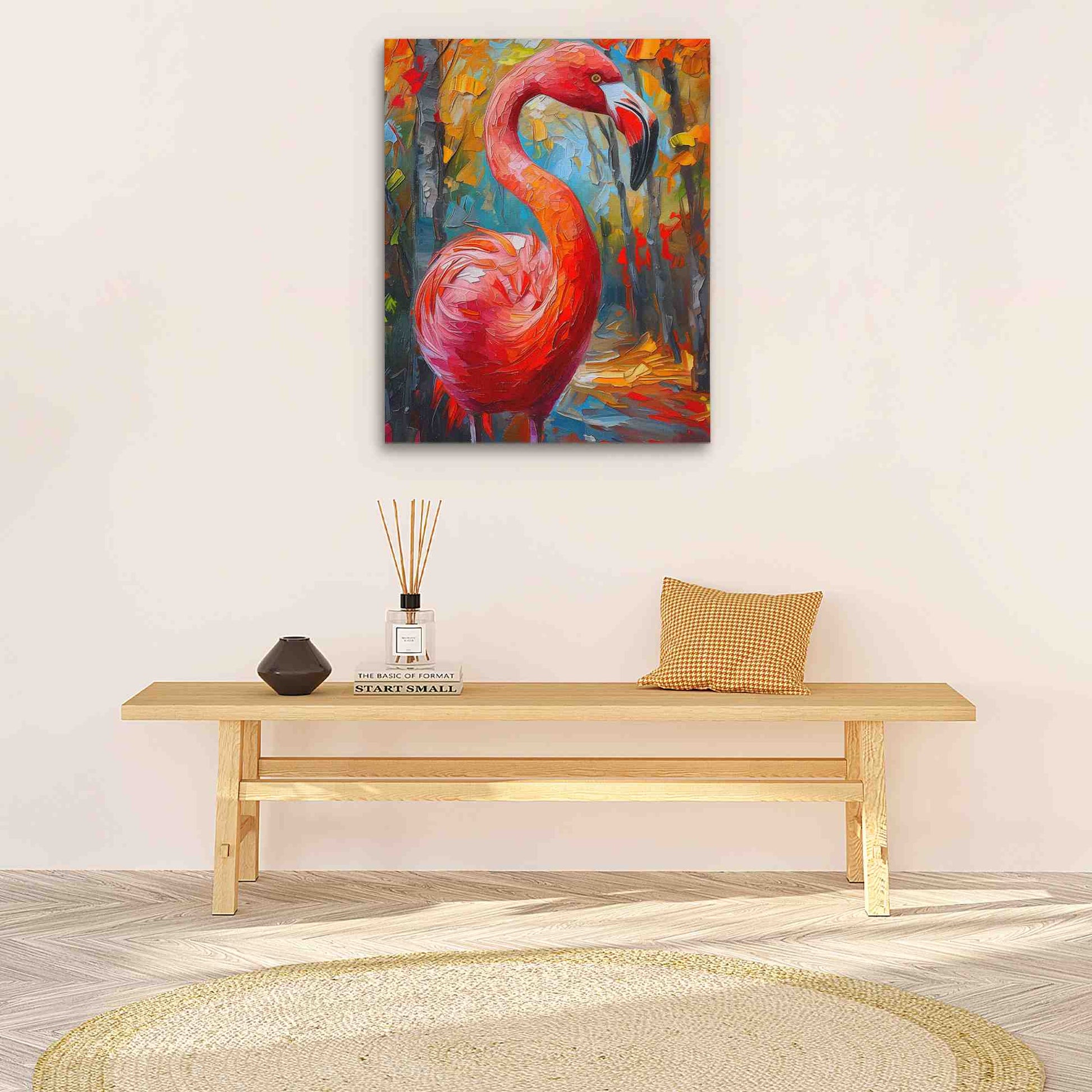Fresh Flamingo - Animals Wall Art in Black Frame