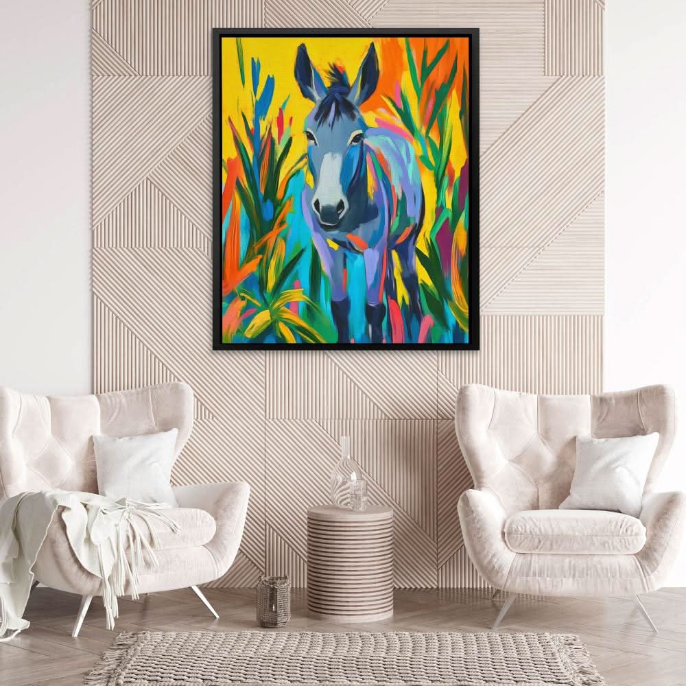 Friendly Donkey - Colorful Canvas Wall Art