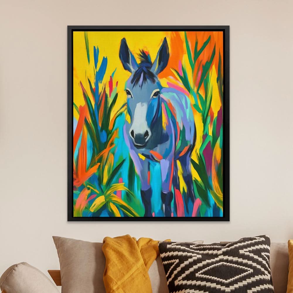 Friendly Donkey - Wall Art in Black Frame