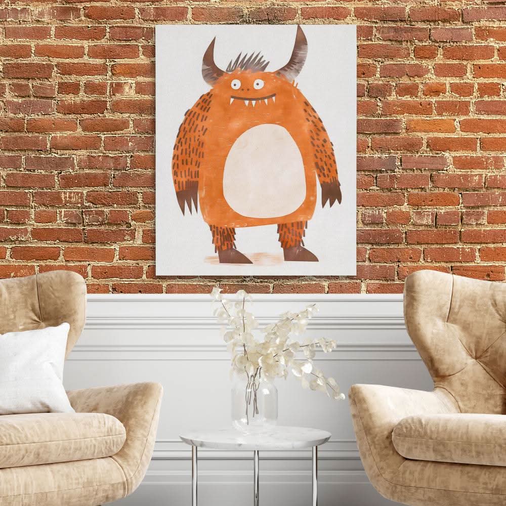Friendly Fiend - Modern Brown Canvas Wall Art