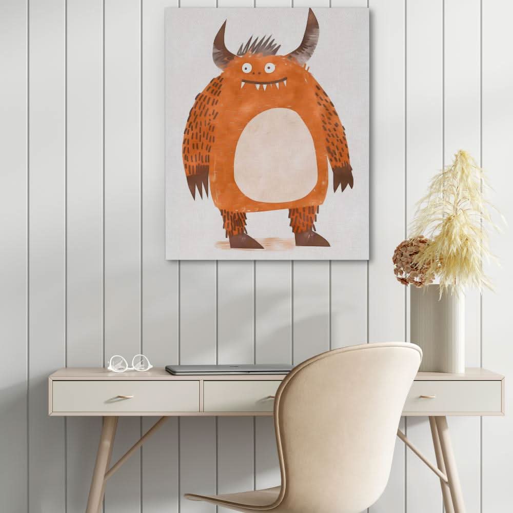 Friendly Fiend - Brown Wall Art for Nursery