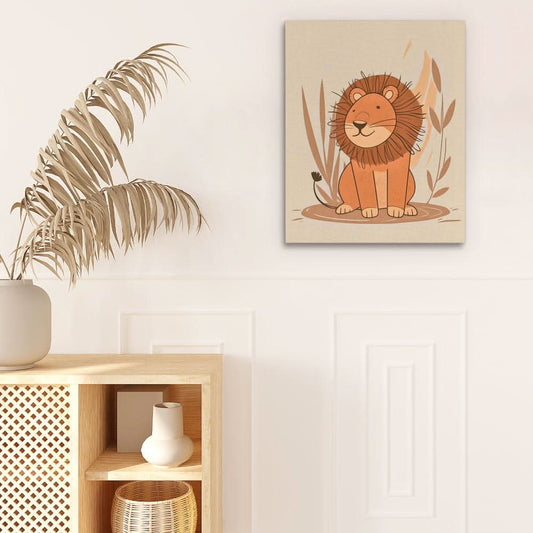 Friendly Lion - Wall Art in Black Frame