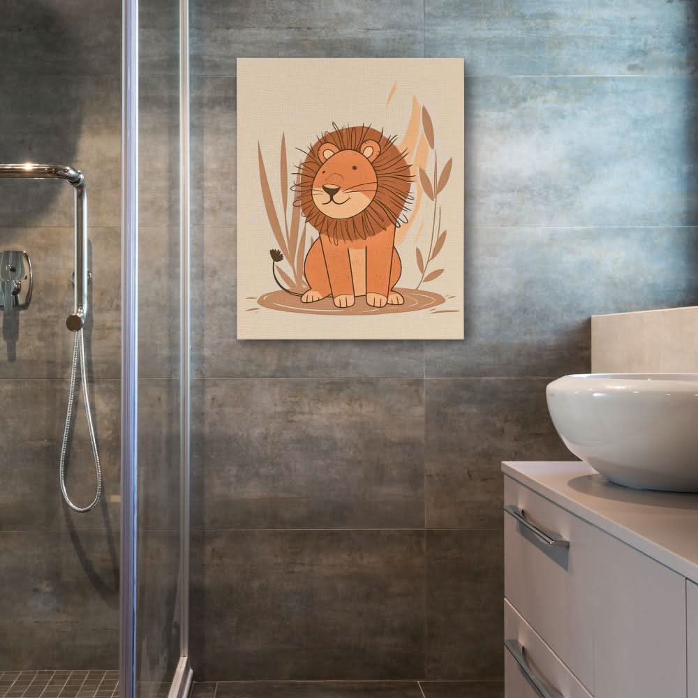 Friendly Lion - Beige Baby Animal Canvas Print