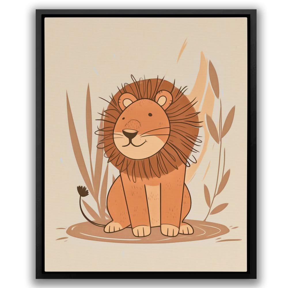 Friendly Lion - Beige Canvas Wall Art