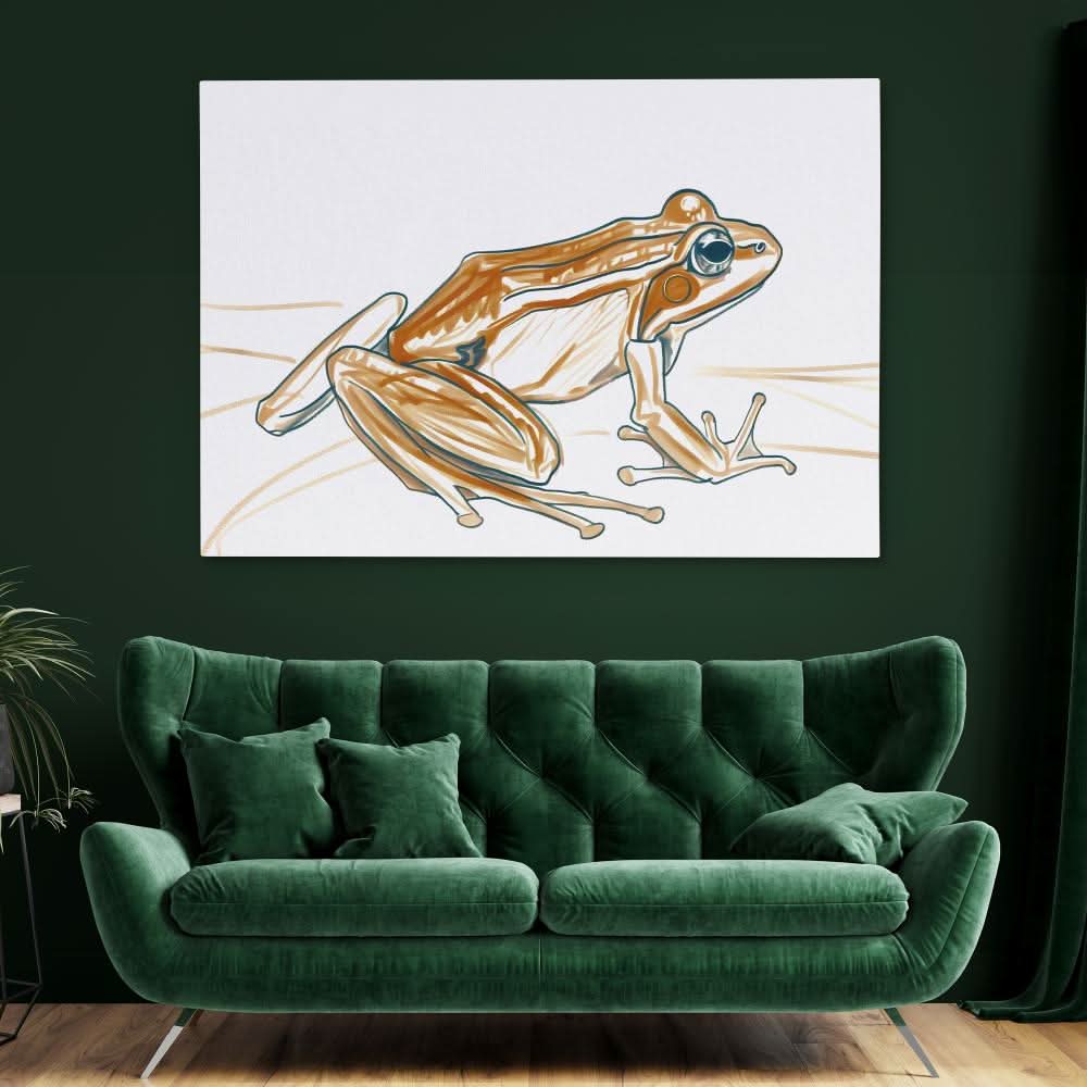 Frog Doodle - Modern Earth Tones Canvas Wall Art