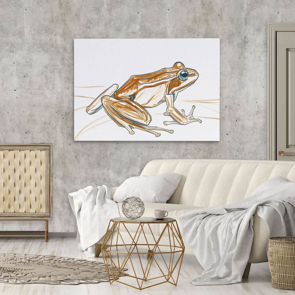 Frog Doodle - Brown Doodle Canvas Print