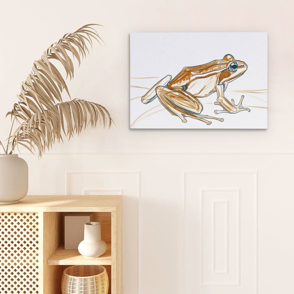 Frog Doodle - Brown Wall Art for Home Office